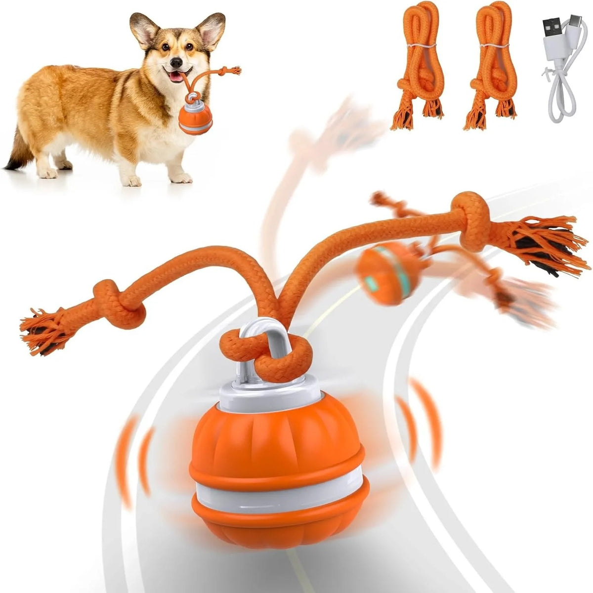 Interactive Pet Rolling Ball Toy USB Rechargeable